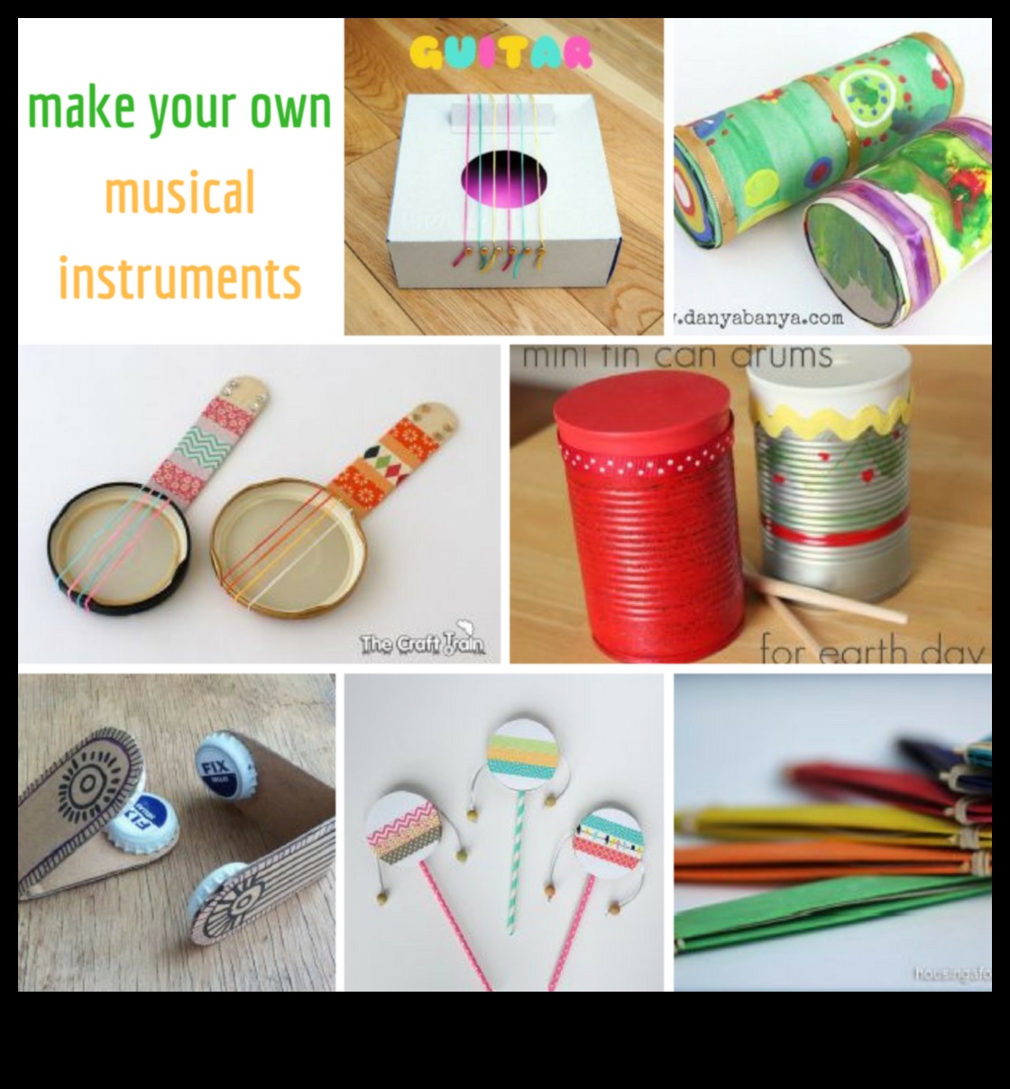 כלי נגינה עשה זאת בעצמך לילדים: יצירת צלילים עם חפצי בית